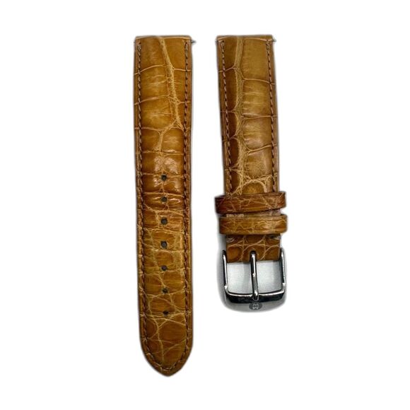 MICHELE 18mm Genuine Alligator Tan Strap Retail $180 Silver Buckle - Picture 2 of 5